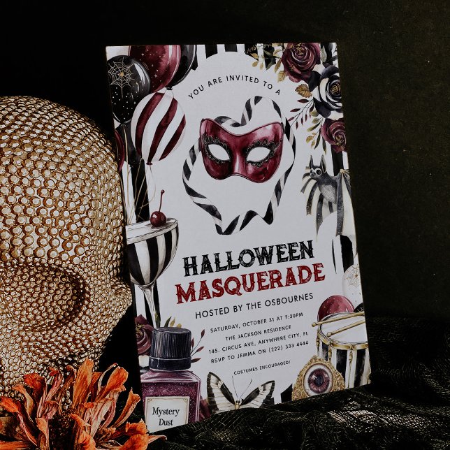 Invitation Fête de masques Halloween Dark Circus (Créateur téléchargé)