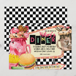 Invitation Fête de Milkshake de Diner des Années 50