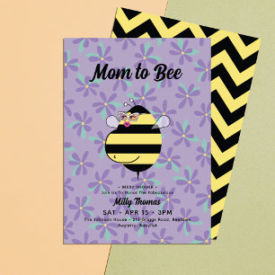 Invitation Fête de naissance abeille enceinte avec lunettes f
