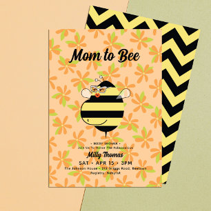 Invitation Fête de naissance abeille enceinte avec lunettes F