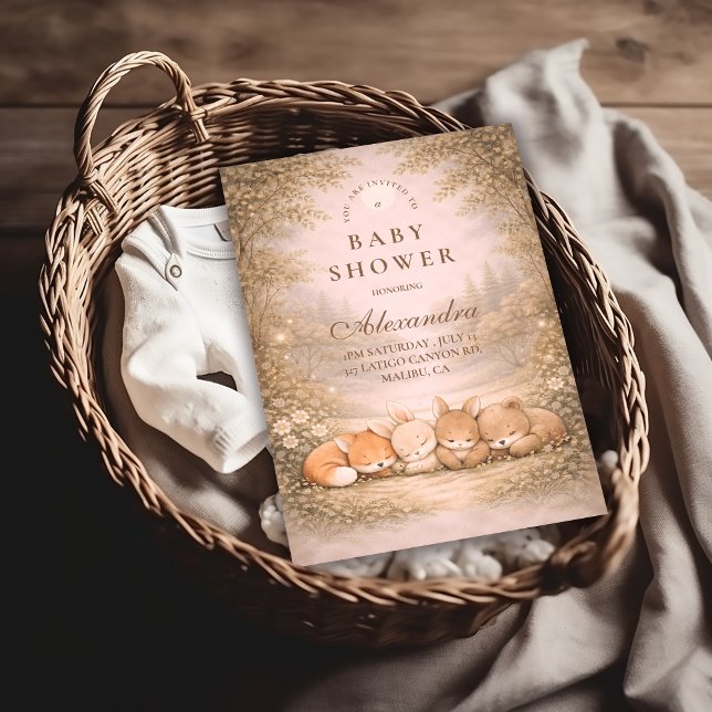 Invitation Fête de Naissance Amis de la Forêt Enchantée (Créateur téléchargé)