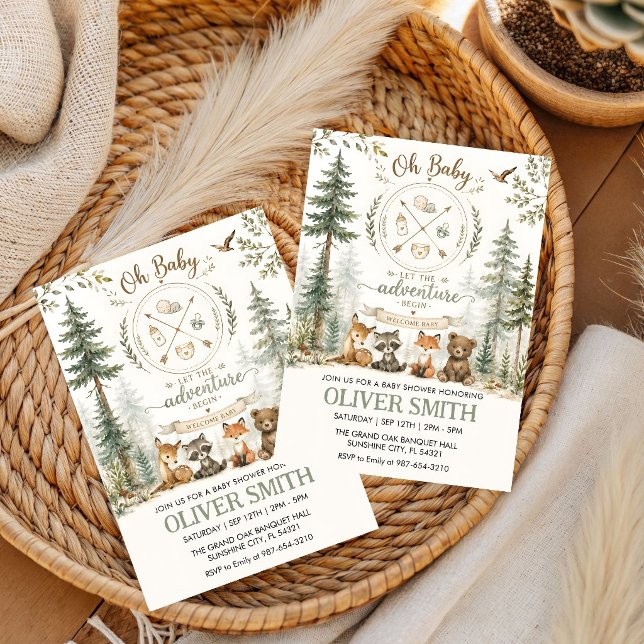 Invitation Fête de naissance Animaux de camping en forêt Aven (Créateur téléchargé)