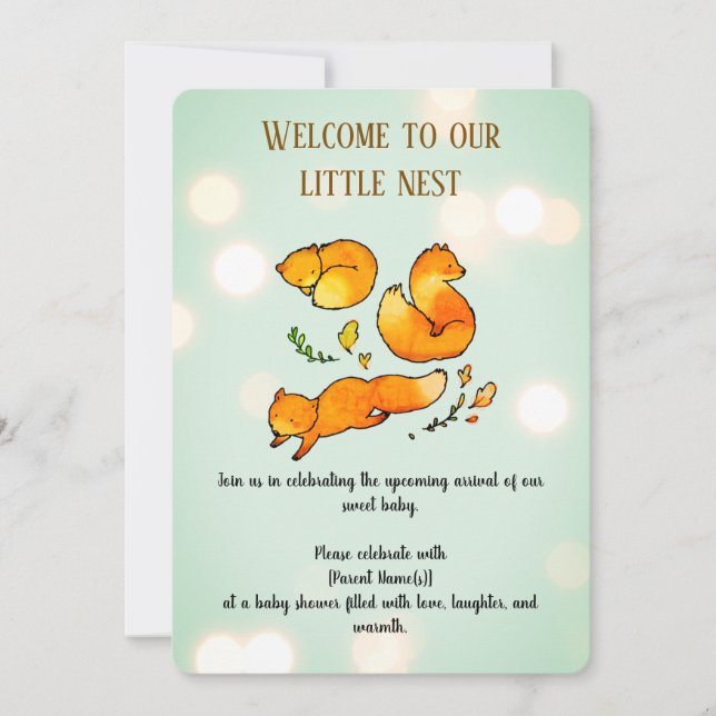 Invitation Fête de naissance automnale cosy en forêt (Devant)