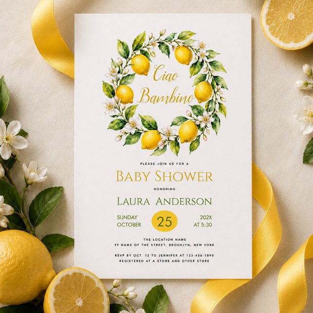 Invitation Fête de Naissance aux Citrons Ciao Bambino Thème I (Créateur téléchargé)