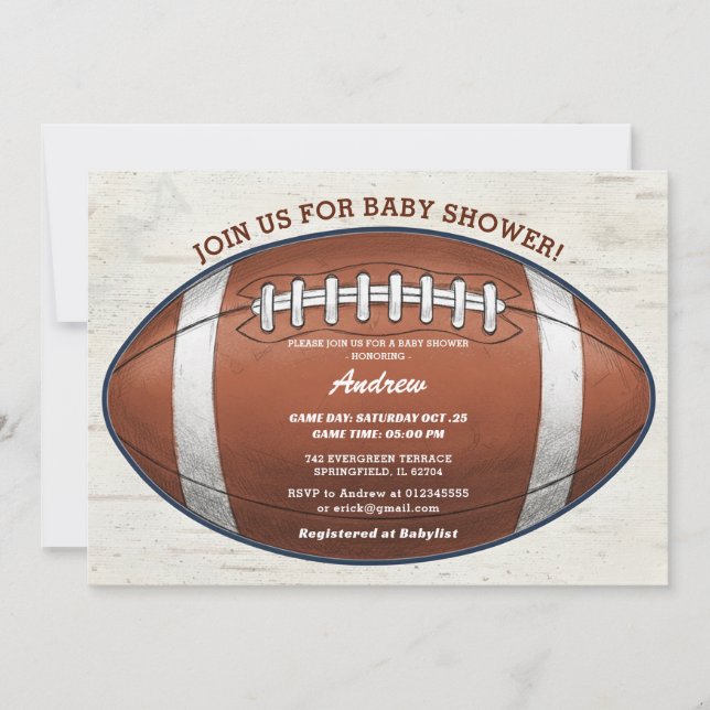 Invitation Fête de naissance avec une touche moderne de footb (Devant)
