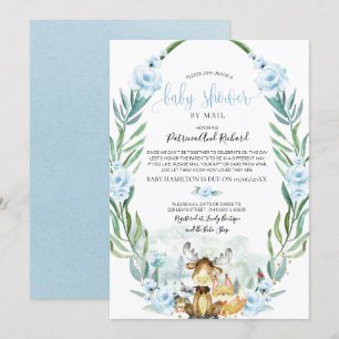 Invitation Fête de naissance avec verdure florale forestière