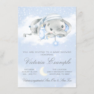 Invitation Fête de naissance Baby Boy Elephant Baby