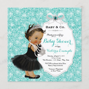 Invitation Fête de naissance Baby & Co Black sarcelle bleue p