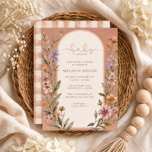 Invitation Fête de naissance Baby in Bloom à motif fleuri et