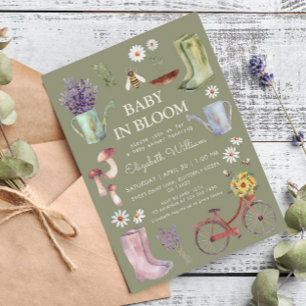 Invitation Fête de naissance Baby in Bloom Garden