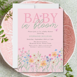 Invitation Fête de naissance Baby in Bloom pour petite fille
