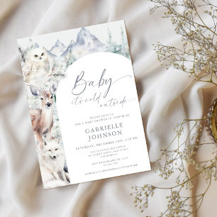 Invitation Fête de naissance Baby It's Cold Outside Bois d'hi