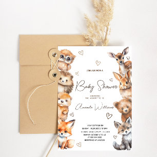 Invitation Fête de Naissance Bébé Animaux de la Forêt Thème G