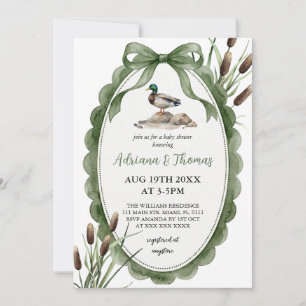 Invitation Fête de naissance bébé canard colvert vert