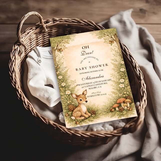 Invitation Fête de naissance Bébé Cerf de conte de fées (Créateur téléchargé)