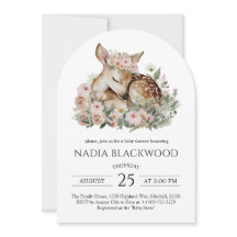 Fête de naissance bébé cerf endormi aquarelle flor