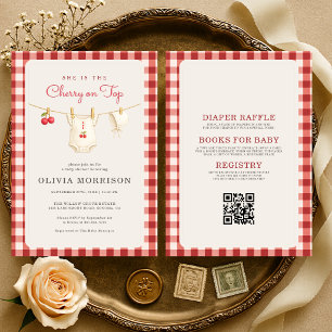 Invitation Fête de naissance bébé Cerise sur le Gâteau Tout e