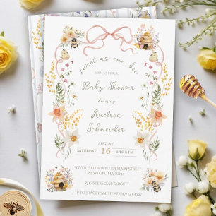Invitation Fête de Naissance Bébé Douce Comme une Abeille Aqu