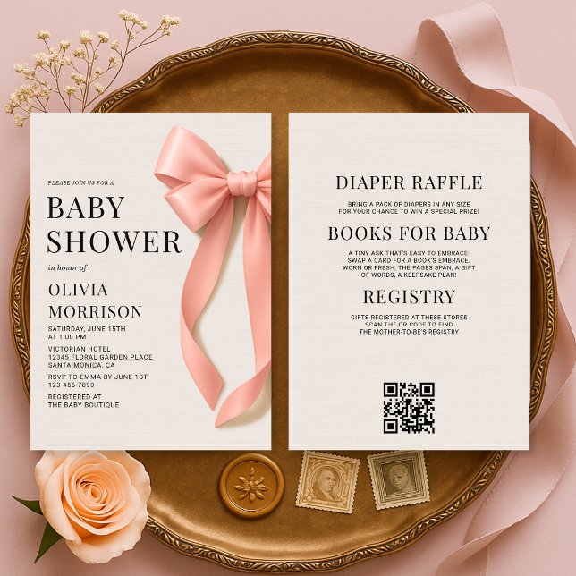 Invitation Fête de naissance bébé fille Arc en ciel Rose (Créateur téléchargé)