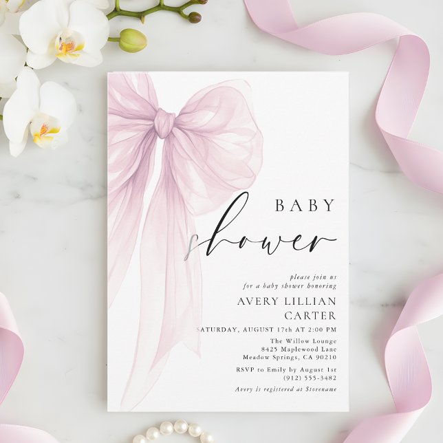 Invitation Fête de Naissance Bébé Fille Arc-en-Ciel Rose Pâle (Créateur téléchargé)