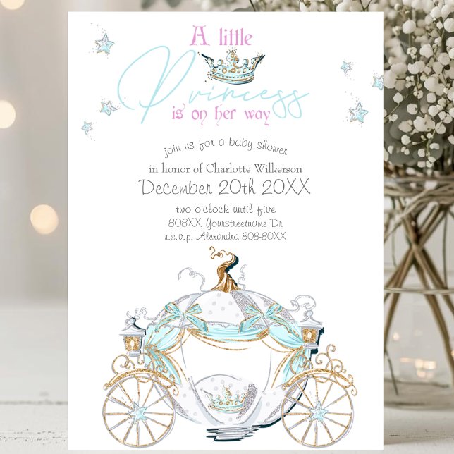 Invitation Fête de Naissance Bébé Fille Cendrillon Princesse  (Créateur téléchargé)