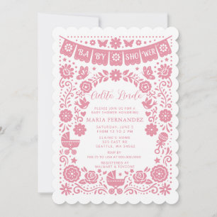Invitation Fête de Naissance Bébé Fille Cielito Lindo Papier