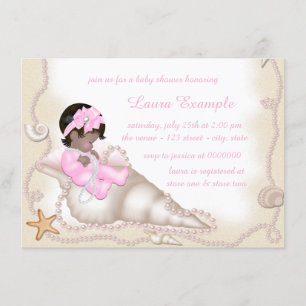 Invitation Fête de naissance bébé fille ethnique plage