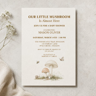 Invitation Fête de Naissance Bébé Fille Garçon Champignons Fo