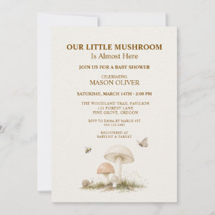Invitation Fête de Naissance Bébé Fille Garçon Champignons Fo