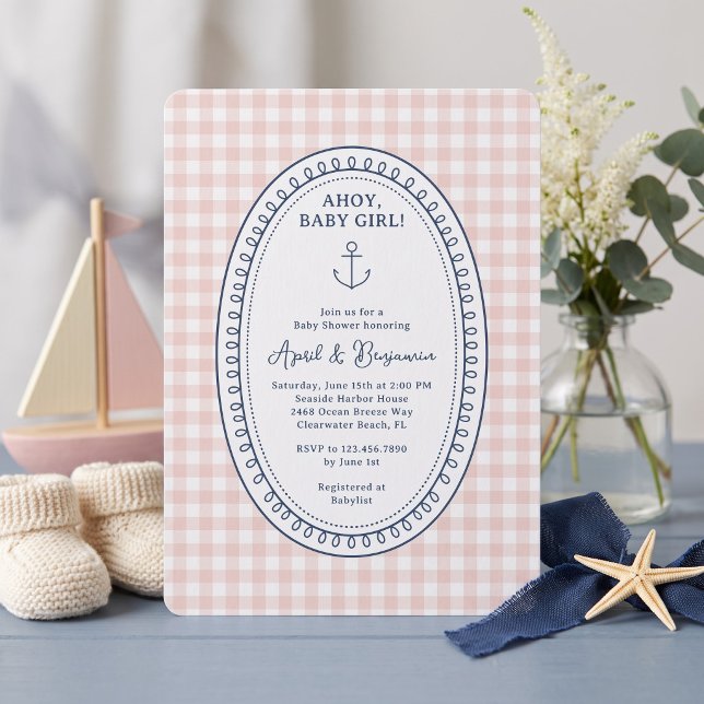 Invitation Fête de naissance bébé fille nautique (Créateur téléchargé)