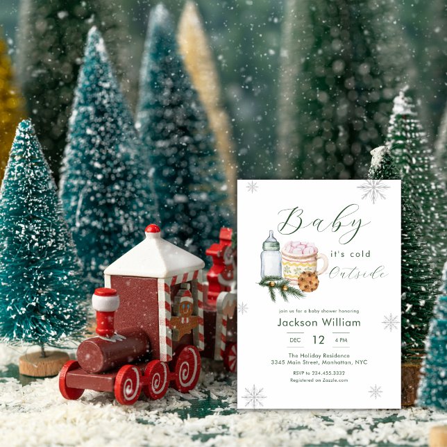 Invitation Fête de naissance bébé flocon de neige neutre en g (Gender Neutral Snowflake Winter Baby Shower Invitation)