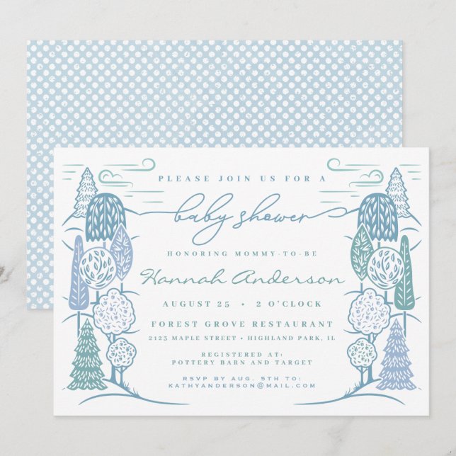 Invitation Fête de naissance bébé garçon Bleu Couronne des Ar (Devant / Derrière)