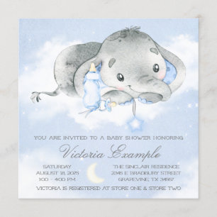 Invitation Fête de naissance bébé garçon éléphant Twinkle Twi