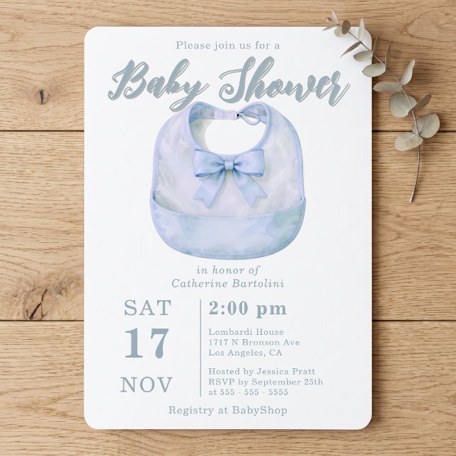 Invitation Fête de naissance bébé garçon nœud papillon bleu c (Créateur téléchargé)