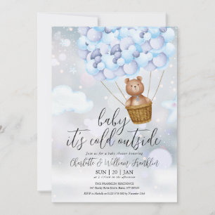 Invitation Fête de naissance bébé garçon ours en peluche hive
