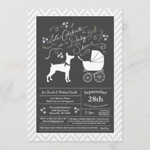 Invitation Fête de naissance bébé genre neutre Doberman Pinsc