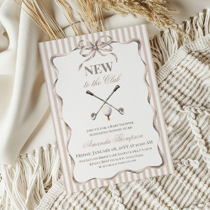 Invitation Fête de naissance bébé golf de genre neutre beige