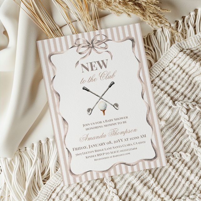 Invitation Fête de naissance bébé golf de genre neutre beige  (Créateur téléchargé)
