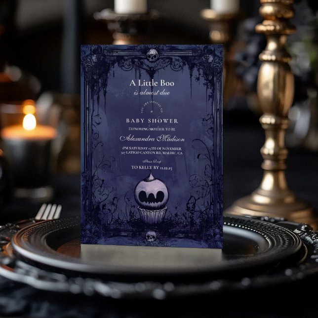 Invitation Fête de naissance bébé Halloween Violet Gothique S (Créateur téléchargé)