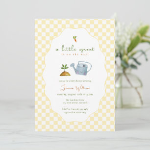 Invitation Fête de Naissance Bébé Jardin Pousses Vertes Jaune