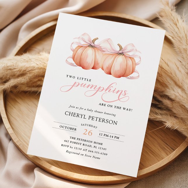 Invitation Fête de Naissance Bébé Jumelles Petites Citrouille (Créateur téléchargé)