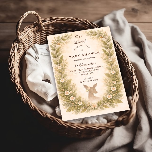 Invitation Fête de Naissance Bébé Oh Cerf de la Forêt (Créateur téléchargé)