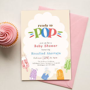 Invitation Fête de Naissance Bébé Popsicle Neutre en Genre