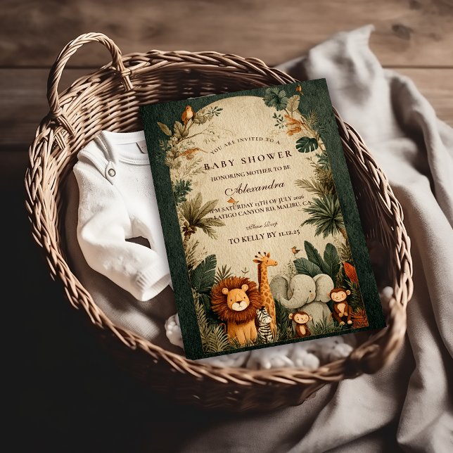 Invitation Fête de Naissance Bébé Safari Naturel (Créateur téléchargé)