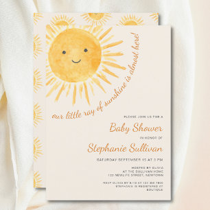 Invitation Fête de naissance Bébé Soleil Bohème Mixte