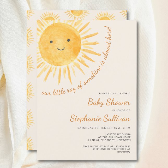 Invitation Fête de naissance Bébé Soleil Bohème Mixte (Créateur téléchargé)
