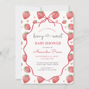Invitation Fête de naissance Bébé Sucrée aux fraises à l'aqua