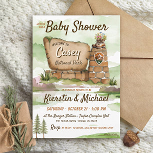 Invitation Fête de naissance bébé Woodland mignonne Parc nati
