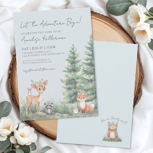 Invitation Fête de naissance bohème en forêt pour bébé