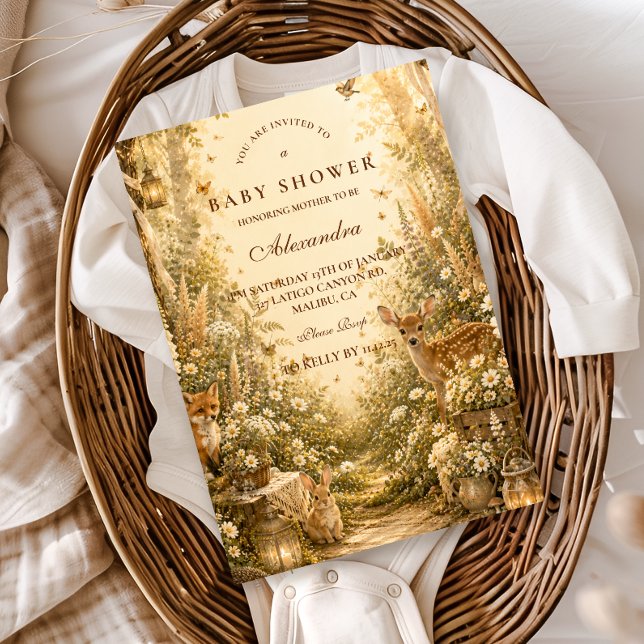 Invitation Fête de Naissance Bohème Forêt Enchantée (Créateur téléchargé)